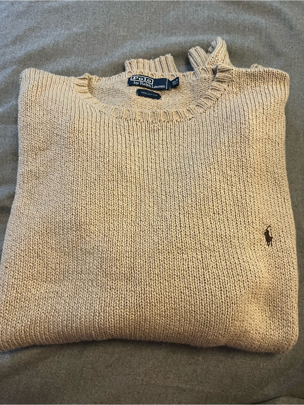 Ralph Lauren Crewneck Sweater in Beige with Polo Pony